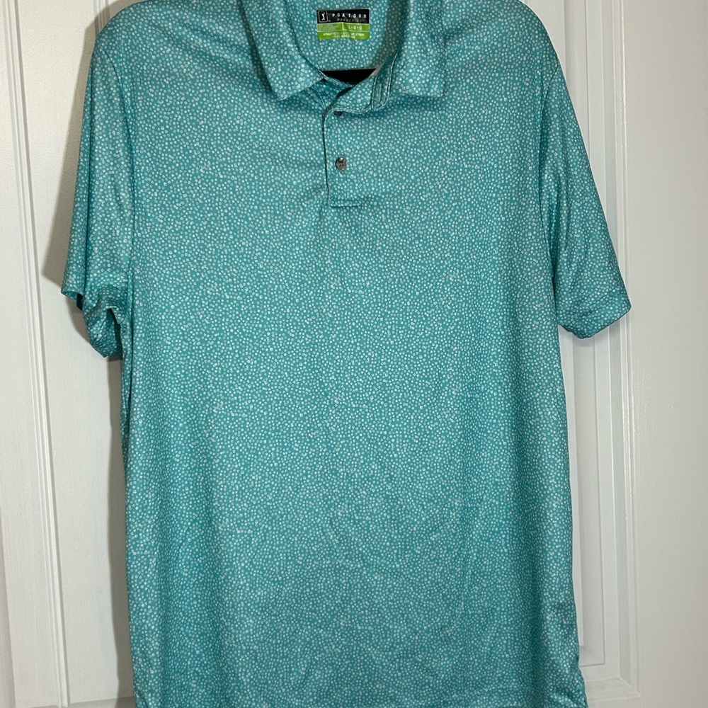 PGA Tour Teal Patterned Polo Shirt